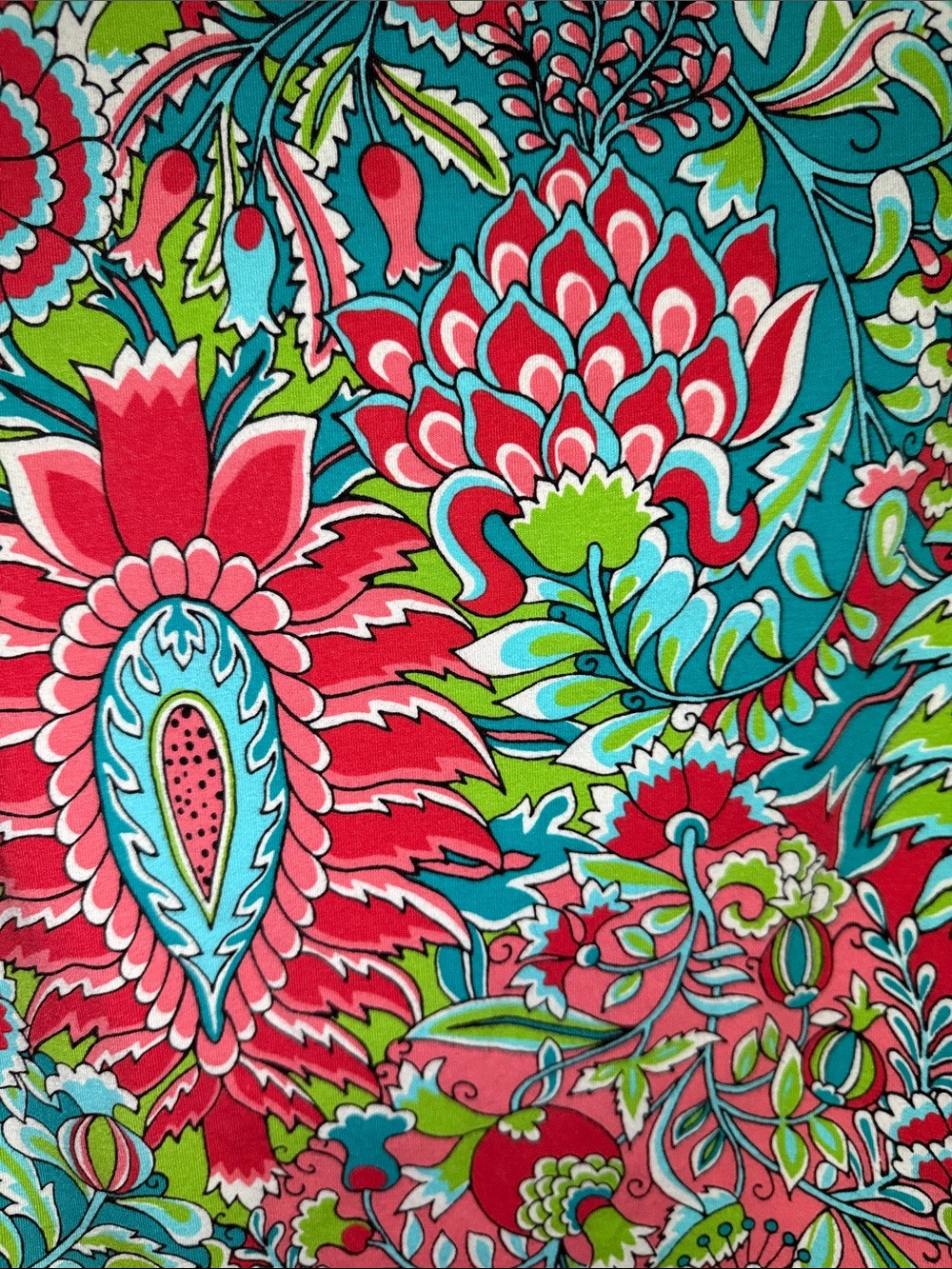 Talbots Vibrant Coral & Teal Floral Paisley Scoop-Neck‎ Top Size Petite - Picture 4 of 7